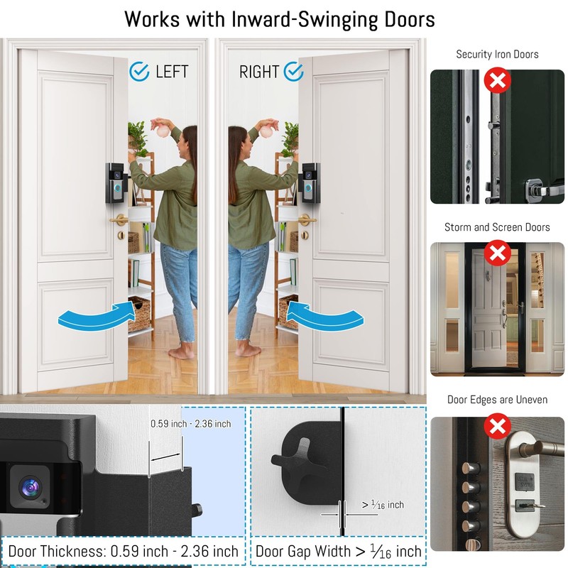 Anti Theft Ring Doorbell Mount - Renter Friendly Ring Doorbell