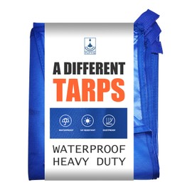 YUFYIG 7x12Ft Waterproof Canvas Tarp Blue，Heavy Duty Multipurpose Oxford Tarpaulin Cover for Canopy Tent, Roof, Boats, Pool, Woodpile, Robust, Rip & Tear Proof, 20mil