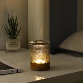 GZWANHANGMY Mini Soft Warm Light Lamp Battery Operated Portable Night Light with Timer, Small Glass Vintage Dim Sleep Nightlights, Battery Powered Wireless Night Lights for Adults, Copper