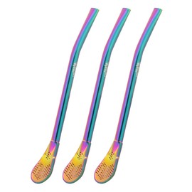 caáMate Bombilla, Mate Tea Straw, Spoon Shape, Stainless Steel, 16 cm, Dishwasher Safe, The Original (Rainbow, Pack of 3)
