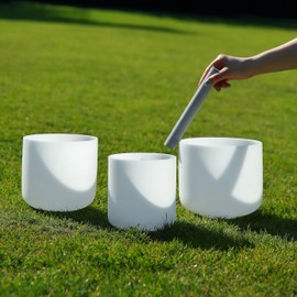 Alioth (6"C+7"A+8"D) Set of 3 Crystal Singing Bowls with Sturdy Carrying Case and Singing Bowl Mallets