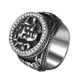 OIDEA Vintage Signet Rings for Men: Punk Medusa Snake Rings Retro Ancient Greek Gothic Ring Stainless Steel Cocktail Party Rings Band Jewelry Gifts for Men Women Size 10