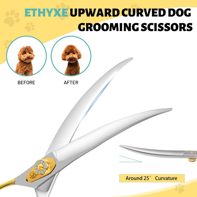 Ethyxe 7 Inch Curved Dog Grooming Scissors Made Of 440C