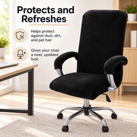 Velvet Stretch Office Chair Cover Set for Chair Protection – Soft, Washable Fabric with Armrest Covers