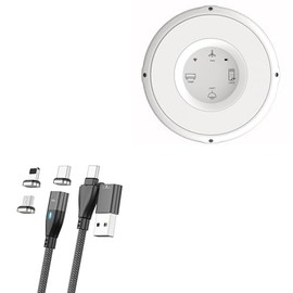 BoxWave Cable Compatible with Linxura SmartHome Controller - MagnetoSnap PD AllCharge Cable (100W), Magnet PD 100W Charging Cable USB Type-C Micro USB - Jet Black