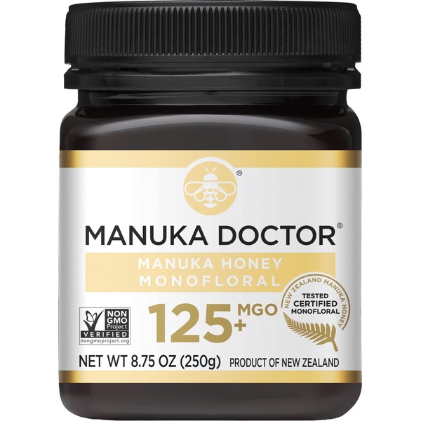 MANUKA DOCTOR - MGO 125+ Miel de Manuka Monofloral, 100% miel pura de Nueva Zelanda. Certificado garantizado. RAW. Sin OMG (8.75)