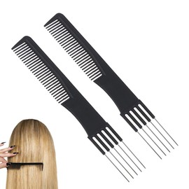 Black Hairdressing Handle Comb with Metal Fork and Fine Teeth, Professional Styling Combs, Hairdressing Comb, Afro Comb, Hairstyle Comb, Hairdressing Styling Tool, Antistatic, Multifunctional