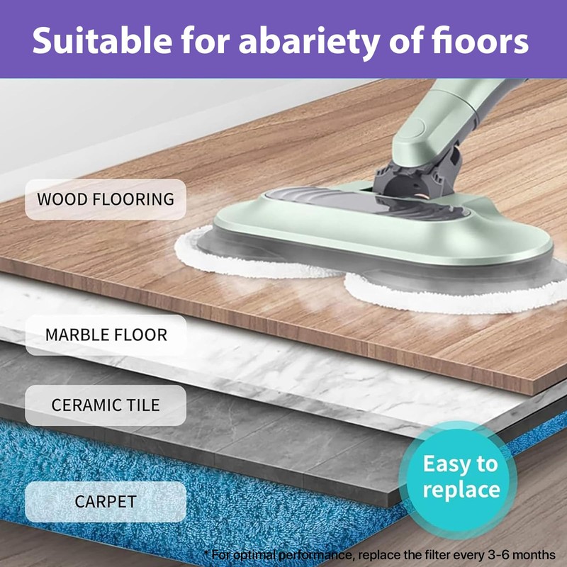 BIHARNT 12 Pack Microfiber Steam Mop Pads Replacement Compatible with