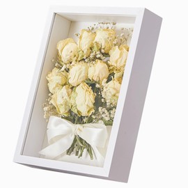 FAVORTALK Box Frames 8X8 3D Shadow Box Deep Square Display Box for Wall and Tabletop Deep Box Frame 3D Picture Frame for Memorabilia Medal Tickets Crafts Flower (White,5CM)