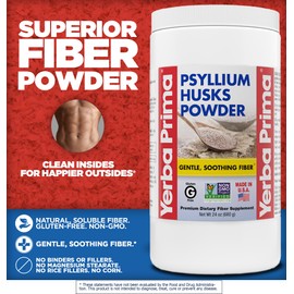 Yerba Prima Psyllium Husks Powder - 24 oz (Pack of 2) - Unflavored - Fine Ground - Natural Fiber Supplement with Soluble & Insoluble Fiber