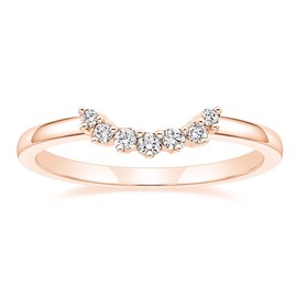 Mameloly Wedding Bands for Women Round Cut Rose Gold CZ Cubic Zirconia Curved Stackable Engagement Rings for Her Size 6.5