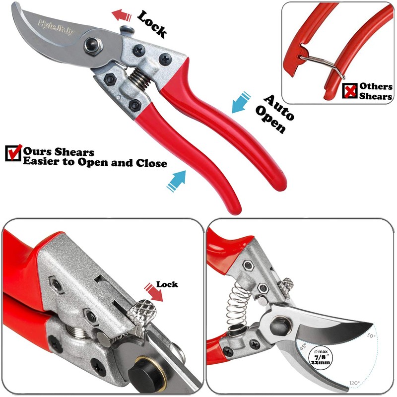 HyleJhJy Pruning Shears with Stainless SK5 Steel Blades+Straight Tip Gardening