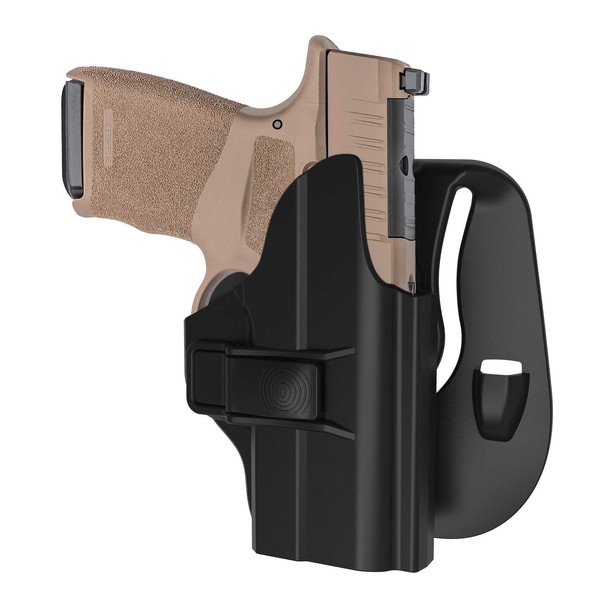 Paddle Holster for Springfield Hellcat, OWB Right-Handed Gun Holster for Springfield Armory Hellcat 3'' Micro-Compact 9mm Handgun, 60° Adjustable Open Carry Pistol Holsters with Index Finger Release