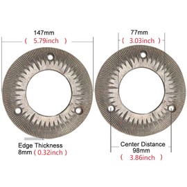 OUKANING 2 x Replacement Grinding Wheels for Grain Grinder, 8mm Premium Cast Steel, Corrosion Resistant, 77mm Inner Diameter, for Rice, Wheat, Soybeans