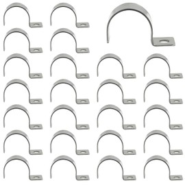 Cjueiom Stainless Steel Pipe Clips, 25mm / 1 Inch Heavy Duty Metal U Shape Conduit Straps for Secure Cable Management & Pipe Fixing, Rustproof Mounting Brackets for EMT/Tubes/Wiring, 20 Pack