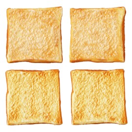 Joeabor 4 Slices of Artificial Toast Fake Slice of Toast Realistic Fake Food for Display Faux Toast Model for Decoration Faux Food Props