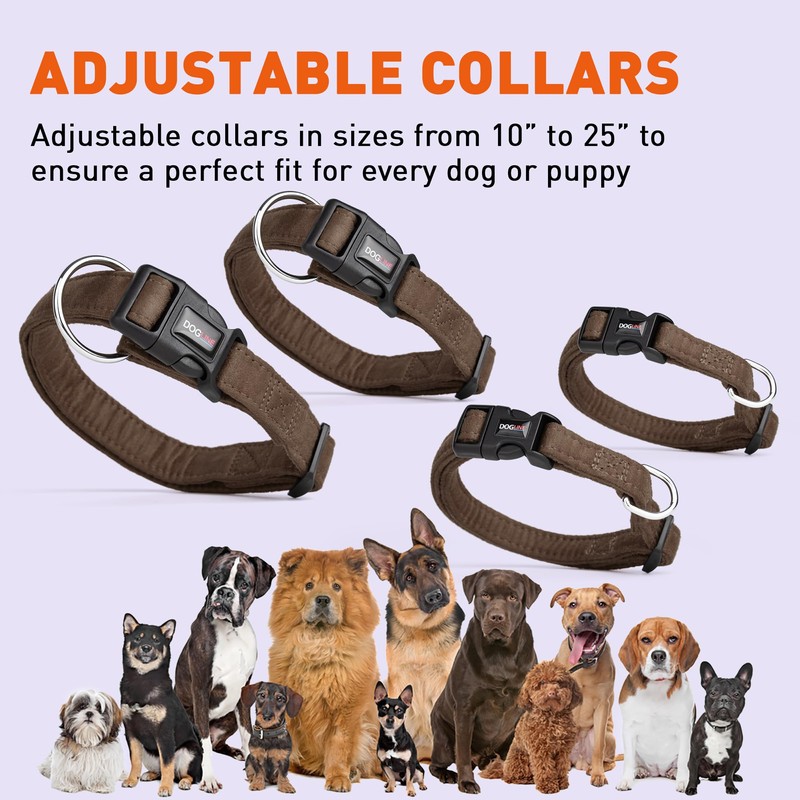 Dogline Comfort Microfiber Flat Collar for Dogs (W 5/8" L