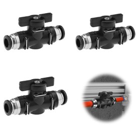 Hand Valve Switch Pneumatic Connector 3pcs 0.2 inch (6 mm) Outside Diameter Ball Valve Air Flow Control Balp Press Adapter Tube Hose BUC Switch Joint Controller BUC-06