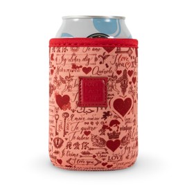 Made Easy Kit Neoprene Can Cooler Cover & Holder – Extra Thick 5mm Insulated for 12oz Cans | No Sweat, No Mess, Maximum Chill (Red Love, 12 Ounces)