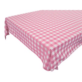 lovemyfabric Gingham/Checkered Square Cotton Blend Italian Restaurant Style Overlay/Tablecloth for Picnic and Park Party (48"X48" Inch, Pink)