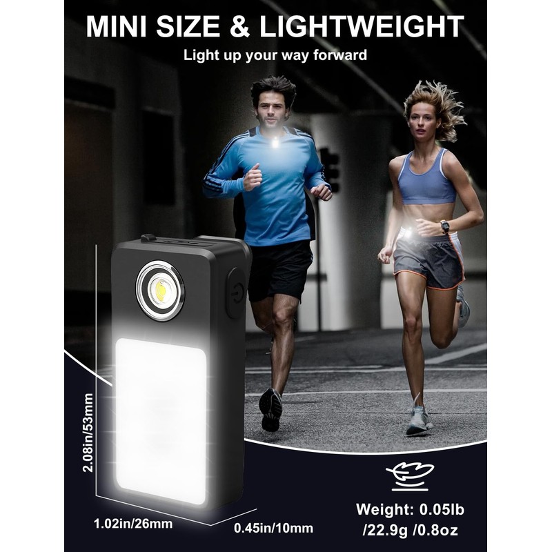 Ebukur Clip on Flashlight, Rechargeable Safety Running Light with 3