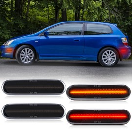SHINEFIT LED Side Marker Light Replacement for 2002-2005 Civic Si/SiR Hatchback (3 doors ONLY), Front + Rear Bumper Sidemarker Lights