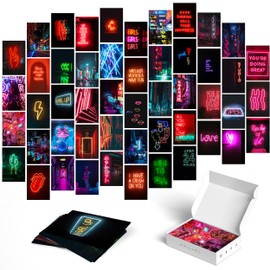 Y2K BOO Neon Wall Collage Kit - 50 Vibrant Blue Photos for Dreamy Spaces, Perfect Room Decor, Trendy Neon Aesthetic Photos 4x6