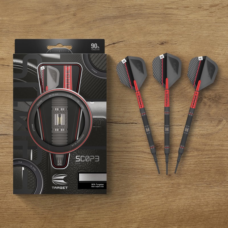 Target Darts Scope Soft Tip Darts, 90% Tungsten Dart Set,