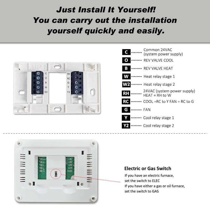Multi Stage Thermostat for Home Cooling and Heating, 2 Heat/2