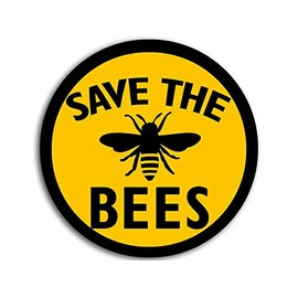 Round Save The Bees Sticker (Outdoor Decal Protect Our Vinyl Black and Yellow Rescue Bumblebees Decal for Cars, Trucks, Laptop, Water Bottles (3 inch)