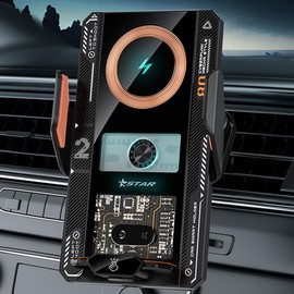 CadoZeal Car Phone Holder, RGB Sleek Phone Holder for Cars, Aero-grade Alloy Arms Car Mount with Charge Function, One Finger Auto Release, Ultra Stable, 360° Rotation for Air Vent, for All Smartphones