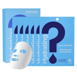 FreeGo Hydrating Daily Solution Niacinamide Hyaluronic Acid Facial Mask Sheet (6-Pack) | K-Beauty Skincare to Dewy Hydreated Skin