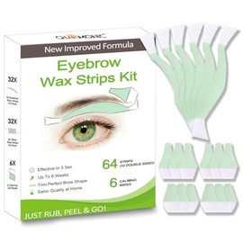 64 tiras de cera para cejas, cejas y labios superiores, mejillas y cara, fórmula de aloe natural para todo tipo de piel sensible para mujeres, removed