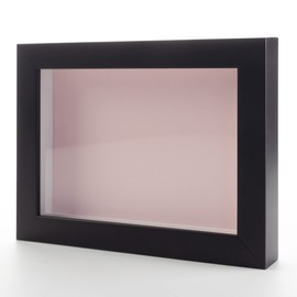 Black 16x20 Shadow Box Solid Wood Display Frame with Pink Acid-Free Backing UV Acrylic & Hanging Hardware | 3/4" Usable Depth