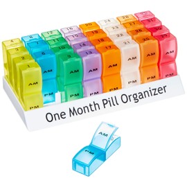 1 Month Pill Dispenser Tablet Box Organiser 2 Clearly Marked Compartments per Day, AM and PM for those who take many Tablets Every Day Easy Medication Management and Organisation Ideal for Travel