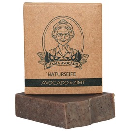 Mama Avocado - Avocado & Cinnamon Soap for All Skin Types - Natural Cosmetics - Handmade Shower Soap for Skin & Hair - Natural Soap without Palm Oil & Parabens - 100g