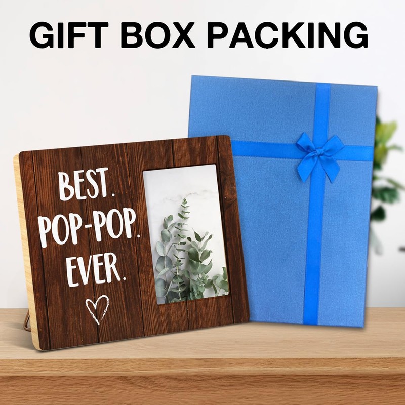 NGAEAK Grandpa Gifts From Grandkids - Rustic Wood Picture Frame,