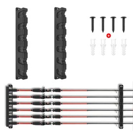 Fishing Rod Holders, 1 pair Fisherman's rod Stand Wall mounted Horizontal Garage rod storage stand Wall mounted fishing rod stand Organizer Tackle equipment for Boats Store 6 Fishing Rod Combos