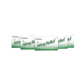 Safetec Sting Relief Wipes 10ct Box (5 Pack of 10ct Wipes - 50 Sting Wipes) for Insect Bites & Stings