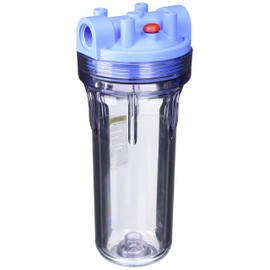 Pentair Pentek 150558 3G Standard Filter Housing, 3/4" NPT #10 Clear Water Filter Housing with Mounting Bracket Cap and Pressure Relief Button, 10-Inch, Blue/Clear