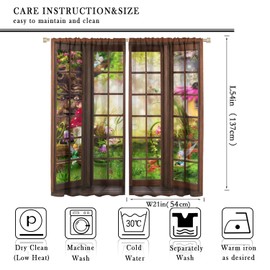 ZhiRain - Cortinas de paisaje de cuento de hadas encantadas, bosques de hadas, flores de árbol viejo, hongos, cortina con bolsillo para barra, decoración del hogar, cortinas de tratamiento de ventana,