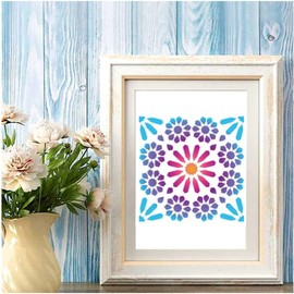 16-Pack Geometric Stencils 6 x 6 Inch Painting Templates for Scrapbooking Cookie Tile Furniture Wall Floor Decor Craft Drawing Tracing DIY Art Supplies