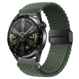 AidorMax Nylon Watch Strap 20 mm with Adjustable Magnetic Clasp for Men and Women, Comfortable Fit, Elastic Replacement Strap for Smartwatches and Watches (Olive Green)
