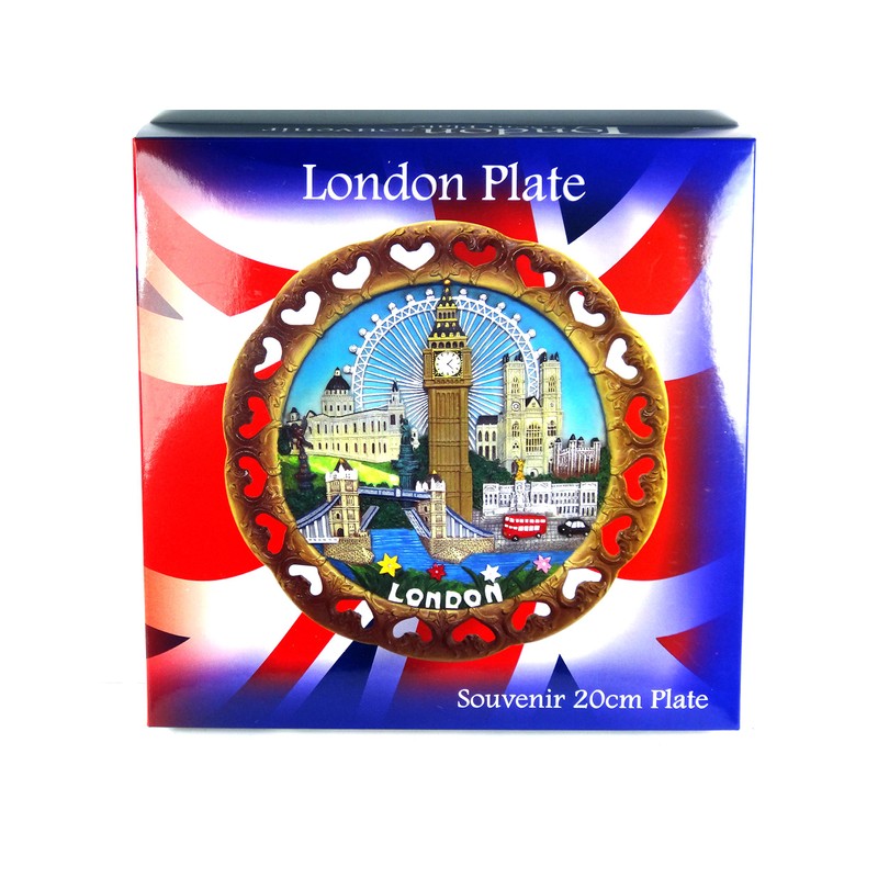Wood Style Decorative Plate Detailing London Skyline: Big Ben, Tower