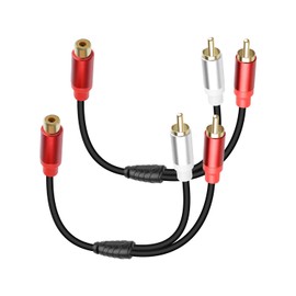 GELRHONR 2Pack RCA Splitter, 1 Female to 2 Male RCA Y Splitter, Phono Y Adapter Cable for Subwoofers, Home theaters, Speakers, HDTVs and more 30cm