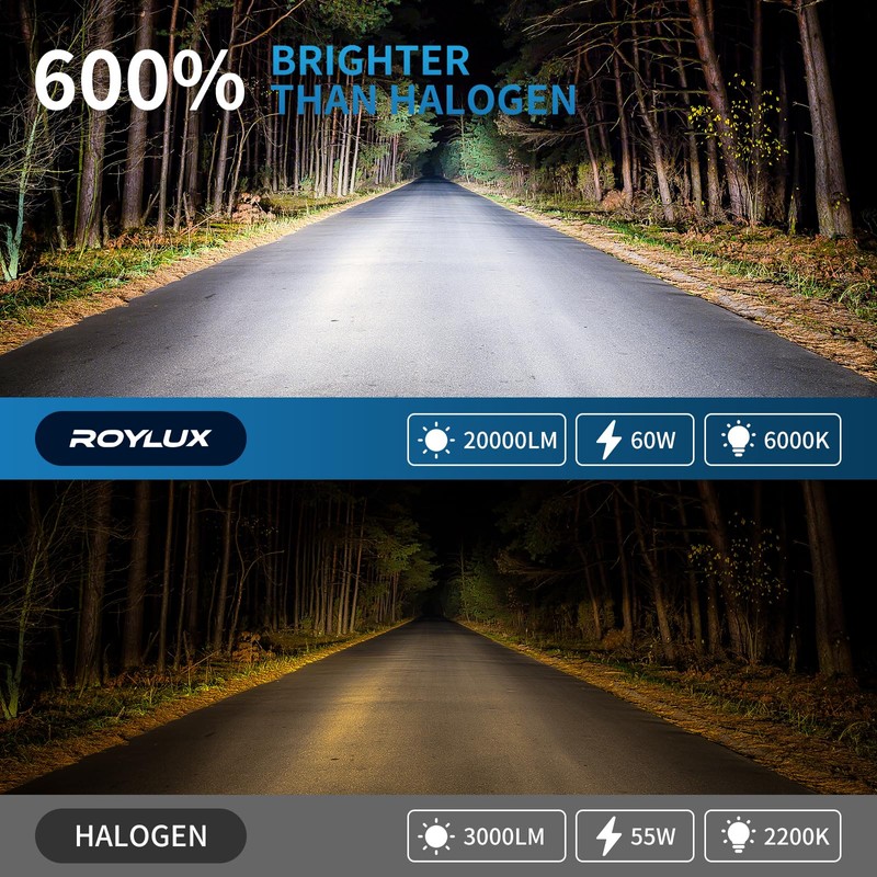 ROYLUX 9005 H11 Fog Light Bulbs, HB3 High Beam H9