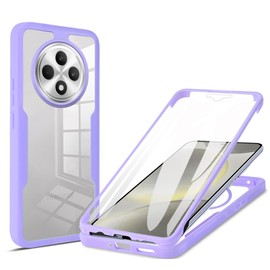 UPLAI Clear Case for OPPO Reno 12F 4G/Reno 12 FS(Reno12 F 5G), 360° Full Body Military Grade Shockproof Cover with Built-in Screen Protector, Ultra Thin PC + Soft TPU Bumper Case. Purple