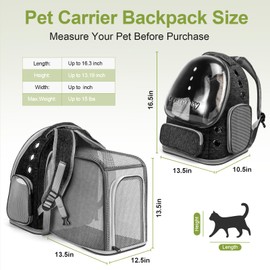 Cawypety Expandable Cat Backpack,Cat Bubble Backpack Carrier for Carrying Cats, Pets and Small Dogs,Airline-Approved,Designed for Travel, Hiking, Walking,Car （Black