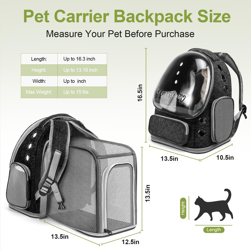 Cawypety Expandable Cat Backpack,Cat Bubble Backpack Carrier for Carrying Cats,