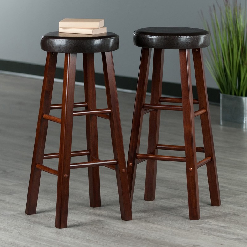 Winsome Maria 2-Piece Bar Stool Set, 30In Height, Faux Leather